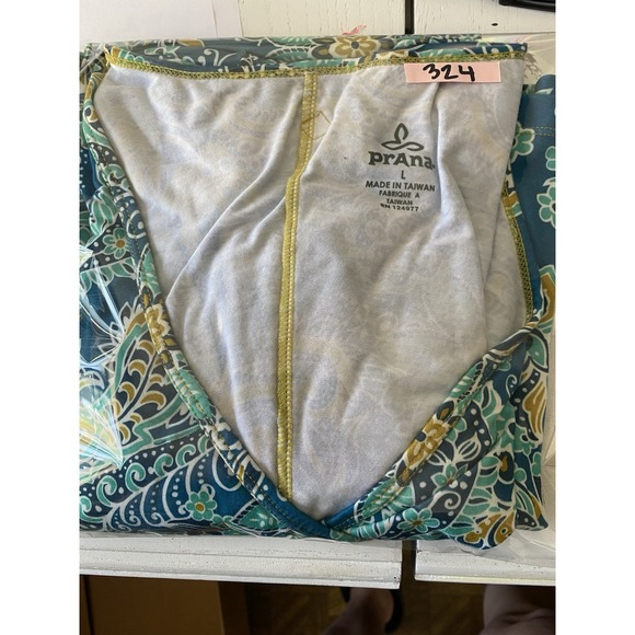prAna Teal Green Paisley Athleisure Womens Dress Size Large Faux Wrap Flattering - Picture 7 of 7